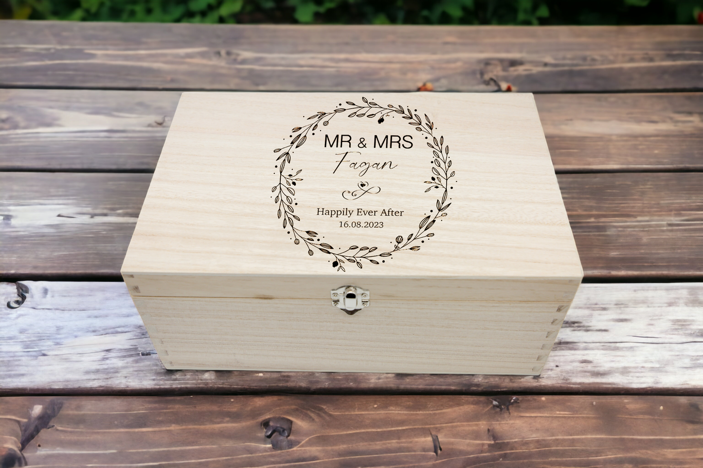 Engraved Wooden Keepsake Box | Personalised Wooden Wedding Memory Box