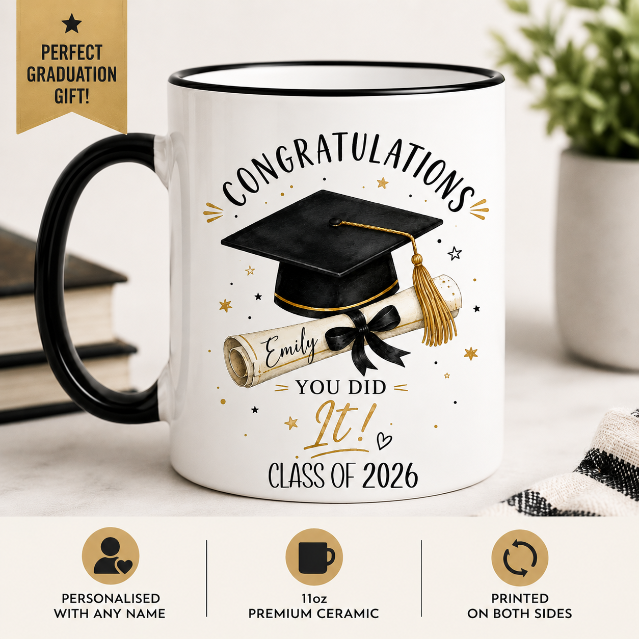 Personalised Graduation Mug | Custom Graduate Gift | Congratulations You Did It Mug | Class of 2026 | Graduation Present