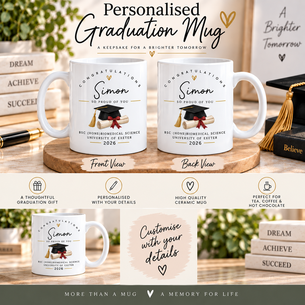 Personalised Graduation Mug | Custom Graduate Gift | Congratulations Mug | Class of 2026 | Graduation Present (Copy)