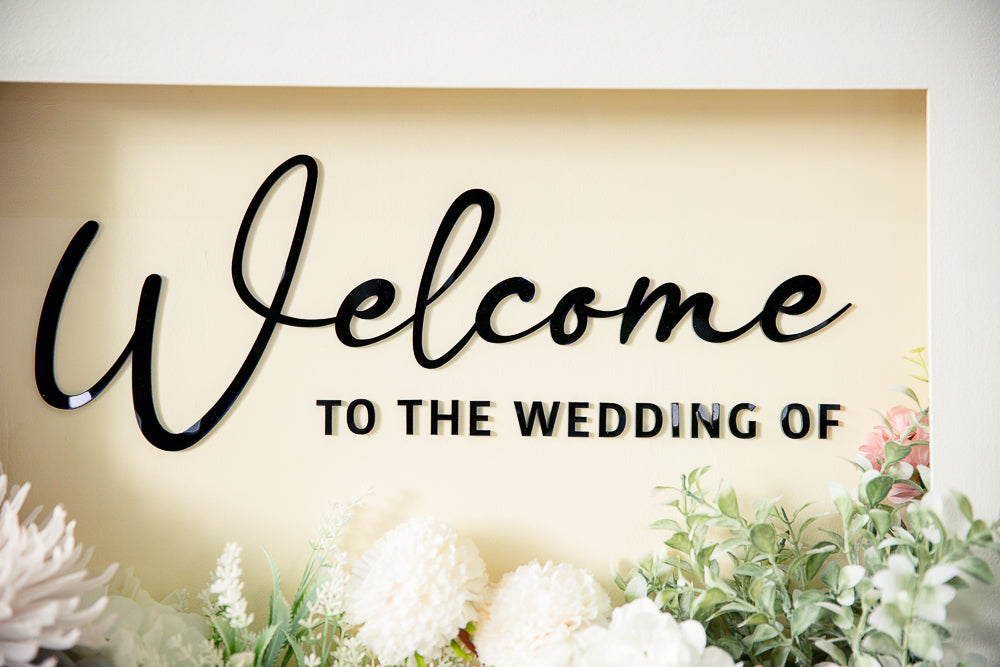 3D Welcome Wedding Sign | Engagement Sign | Reception Sign | Unique Display Sign | Floral Wooden Frame Box |