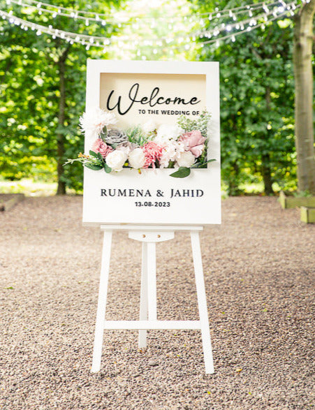 3D Welcome Wedding Sign | Engagement Sign | Reception Sign | Unique Display Sign | Floral Wooden Frame Box |