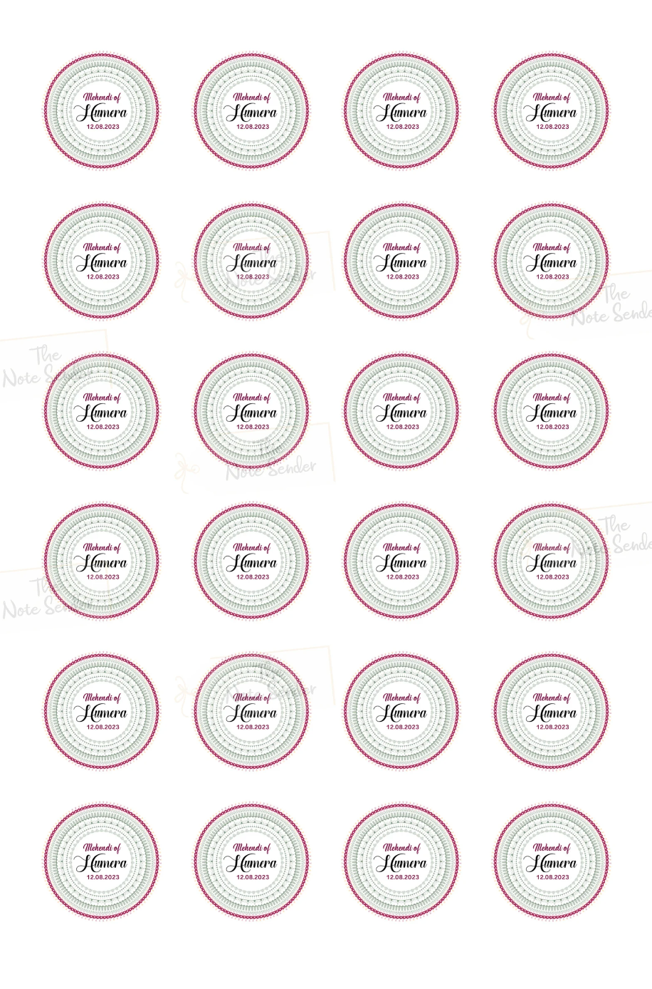 Personalised Stickers Mehendi | Mehendi Stickers | Nikkah Stickers | Favour box stickers| Cone Stickers | 4cm Sticker Matt | Dolki | Sangeet