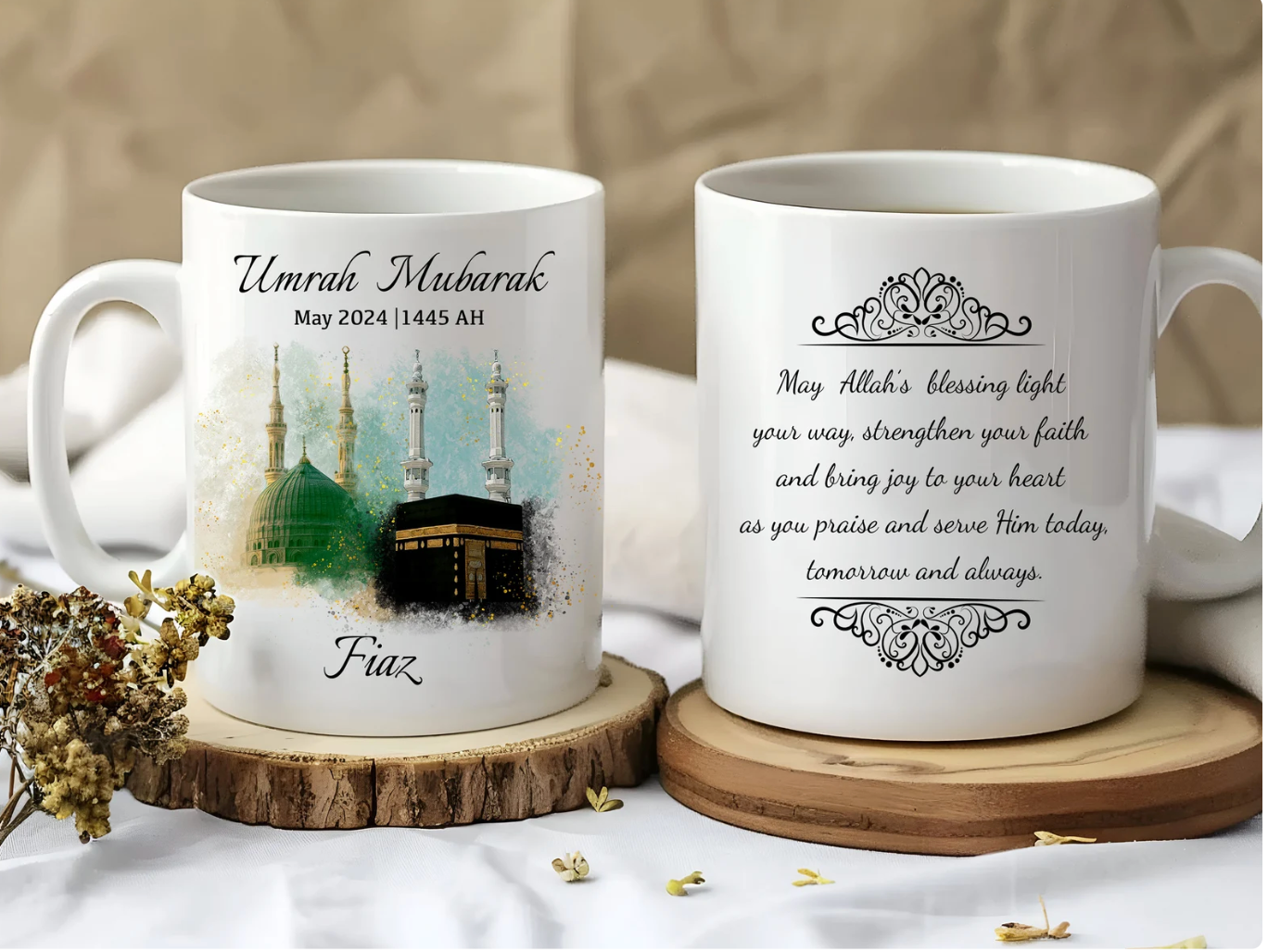 Personalised Islamic Kaabah & Masjid Nawabi Umrah Mubarak Slate