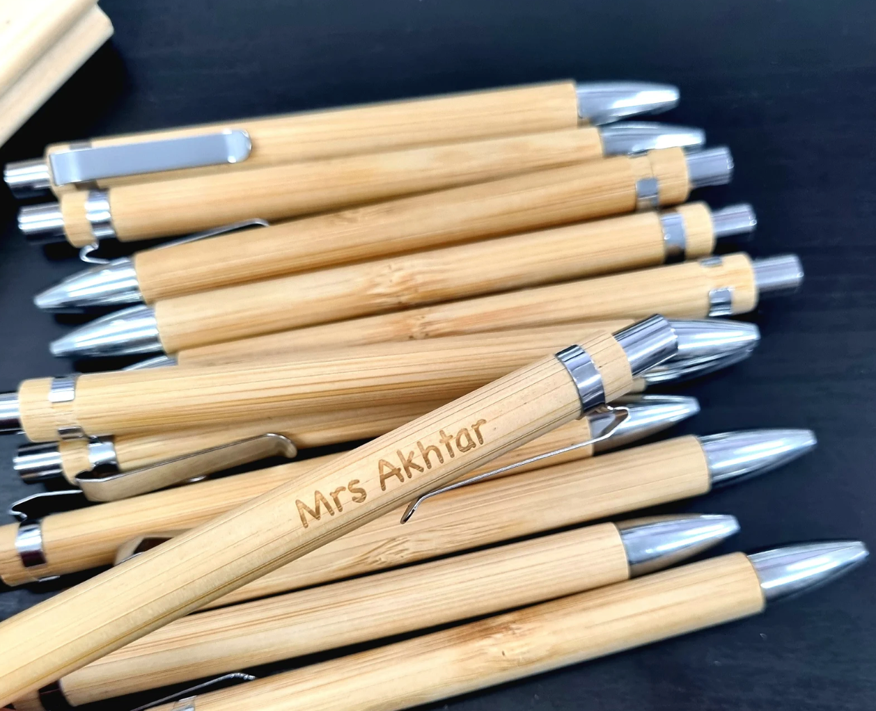 Personalised Bamboo Ballpoint Pen with Black Ink - Engraved