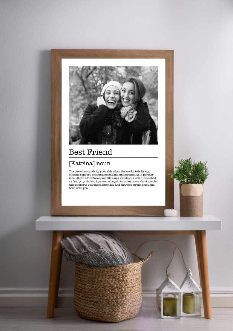 Custom Best Friend Definition Print with Photo | Personalised Bestie Gift | Friendship Wall Art