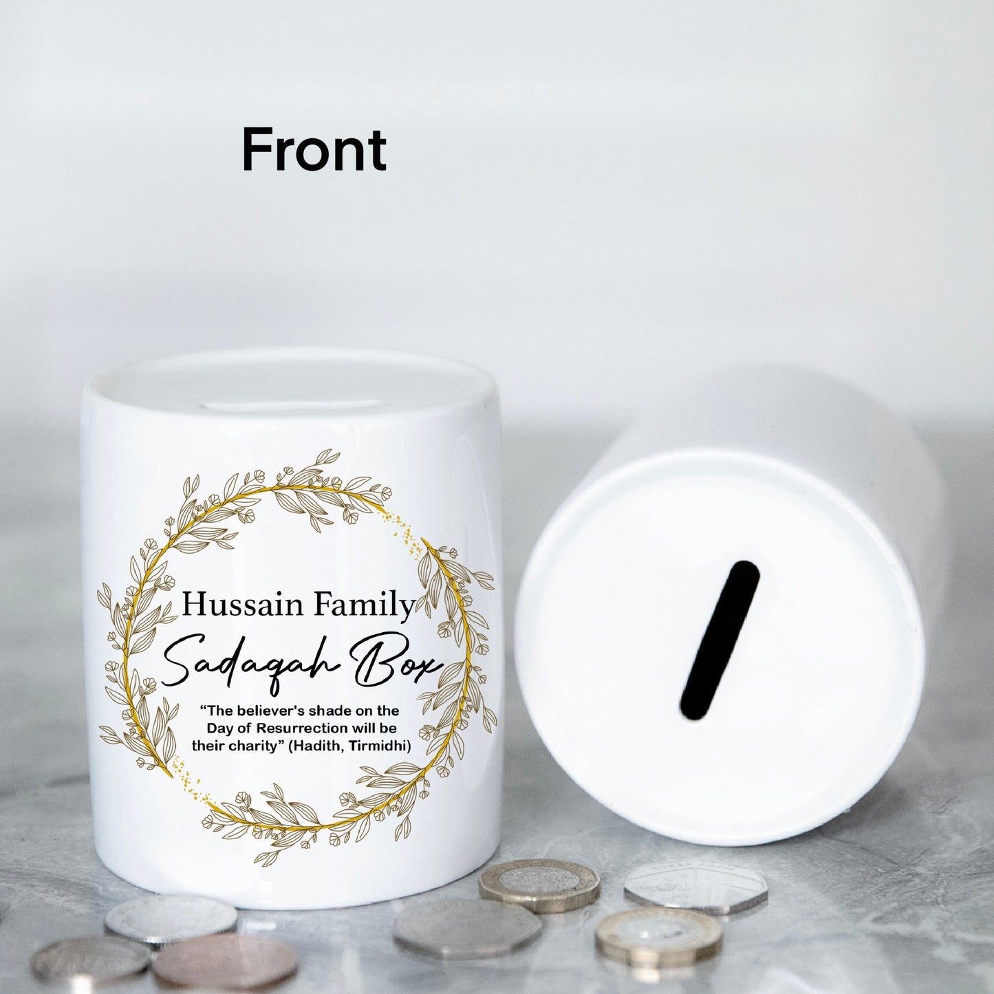 Personalised Sadaqah Box | Money pot | Sadaqah Quote | Money Box | Islamic Gift | Charity Money Box