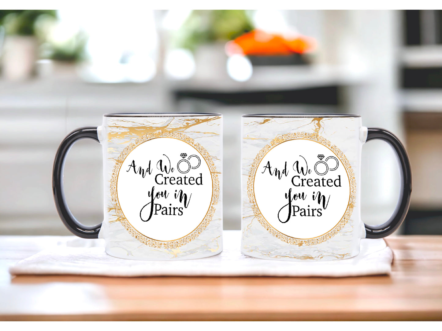 Personalised Zawj & Zawjah Islamic Couple Mugs - Marble Effect