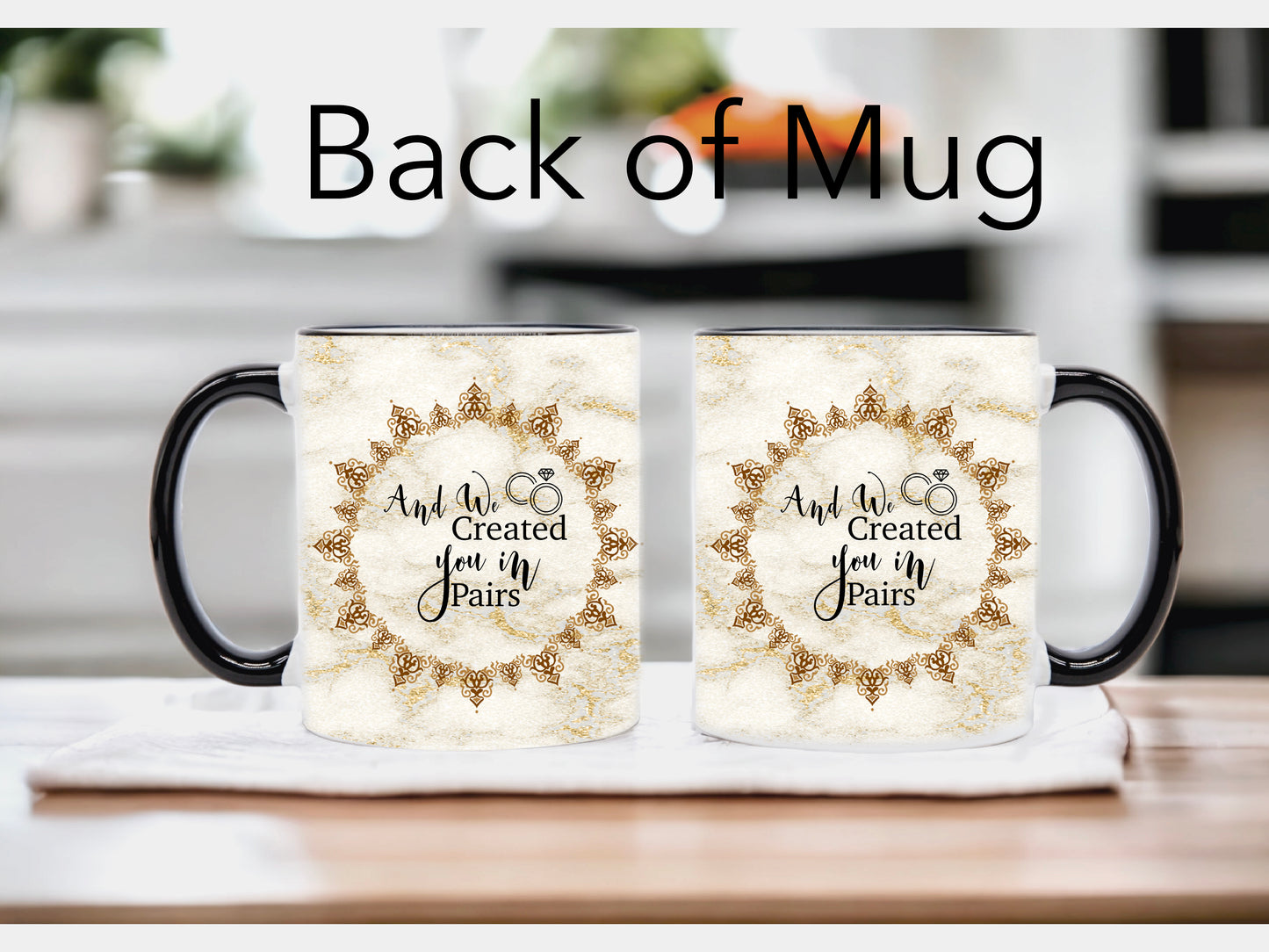 Personalised Zawj & Zawjah Islamic Couple Mugs - Brown Gold Marble Effect
