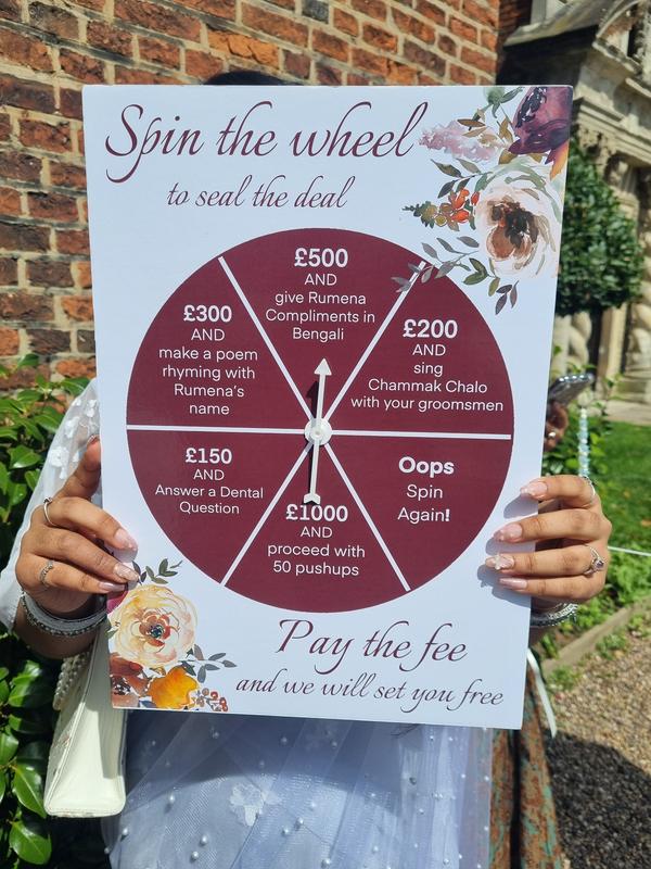 Spin the wheel gate sign A2 Size