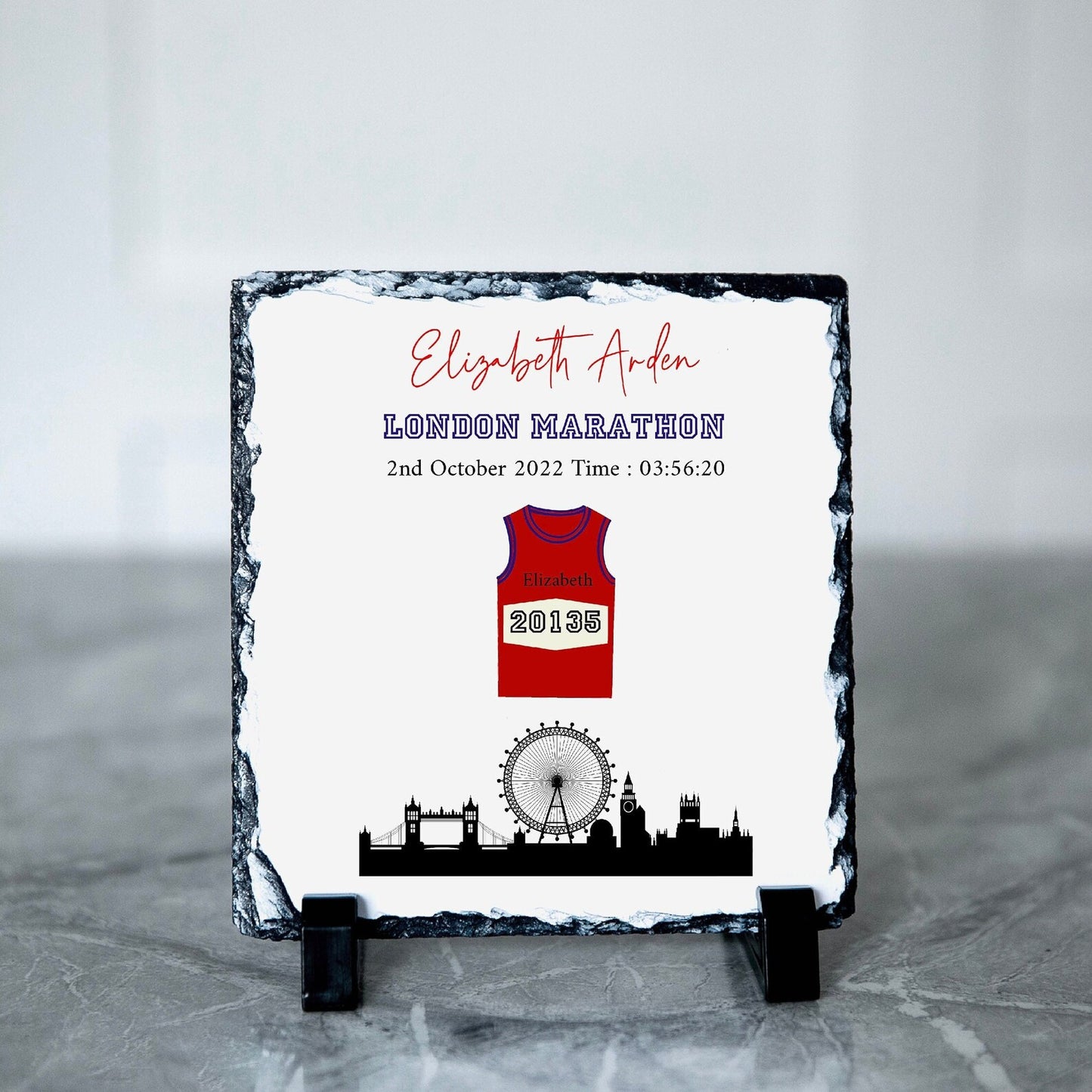 Personalised London Marathon Rock Slate Frame