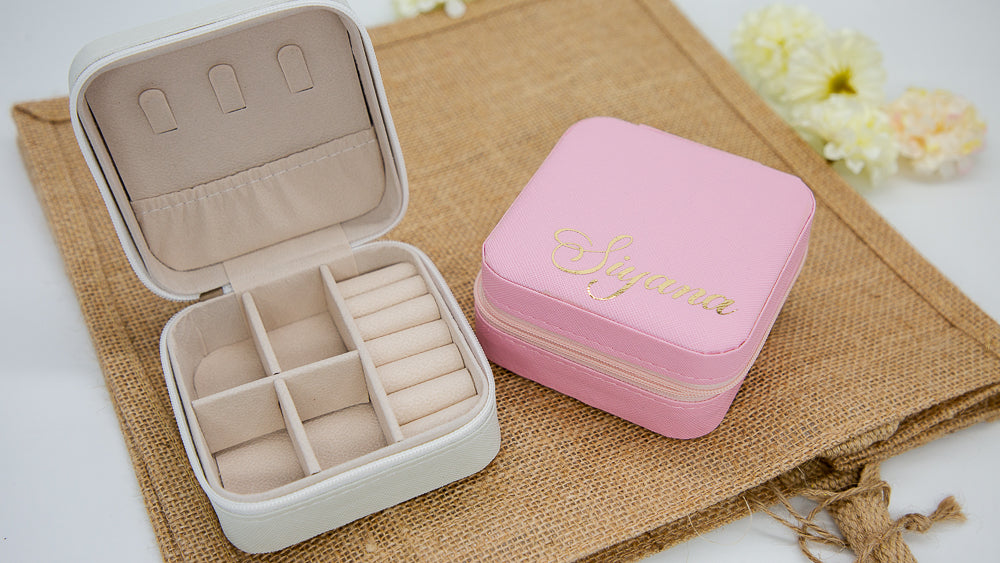 Personalised Mini Leather Travel Jewellery Box | Bridesmaids