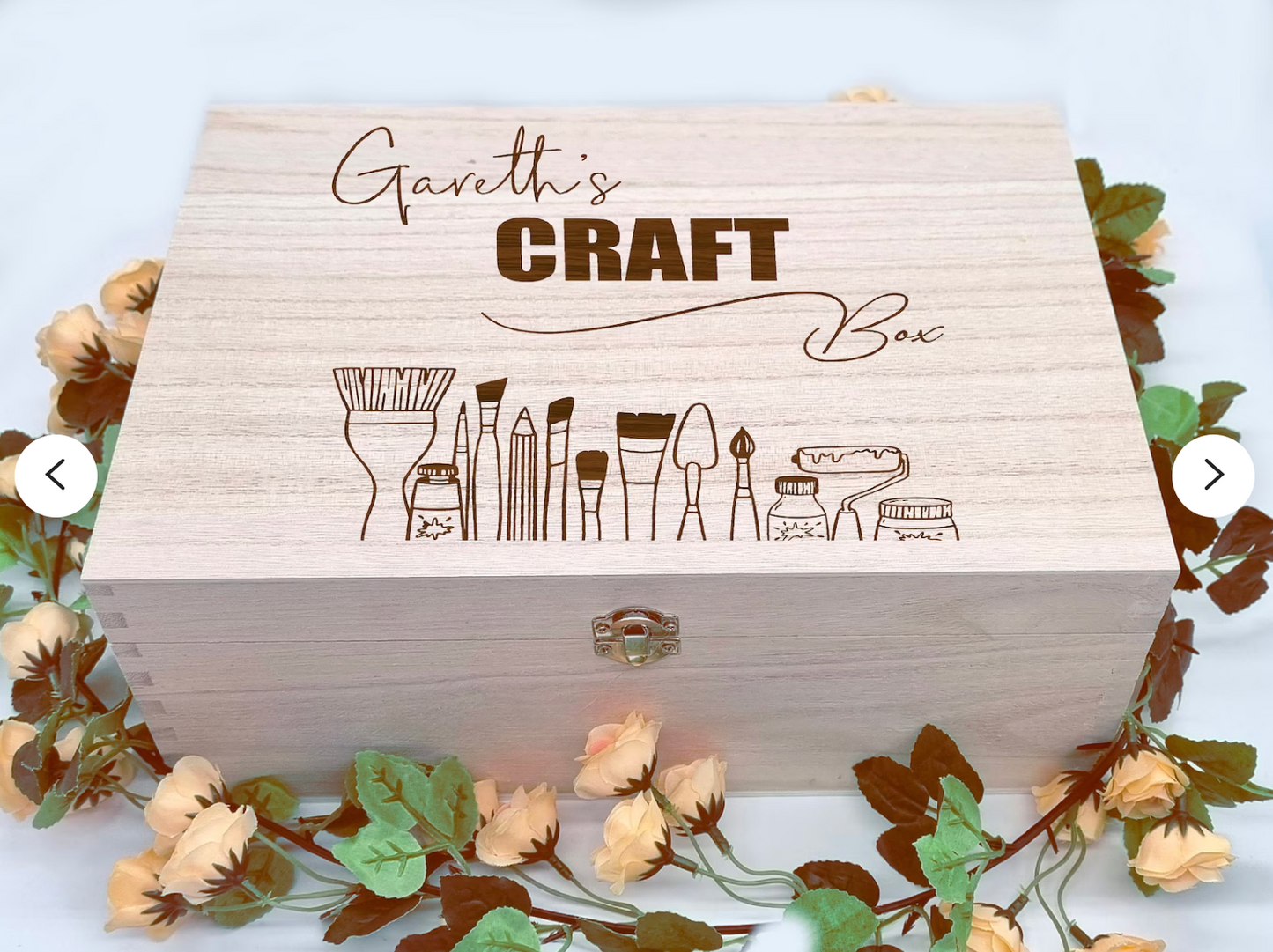 Personalised Art Box | Engraved Wooden Craft Box
