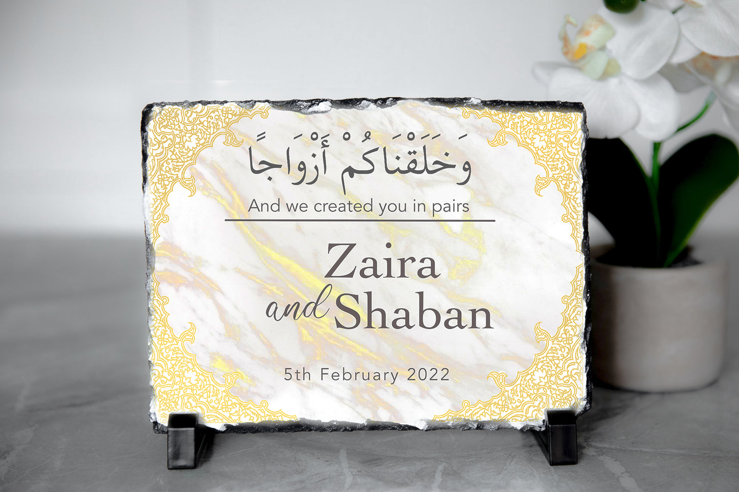 Personalised Gold Marble "We created you in Pairs" Rock Slate Gift