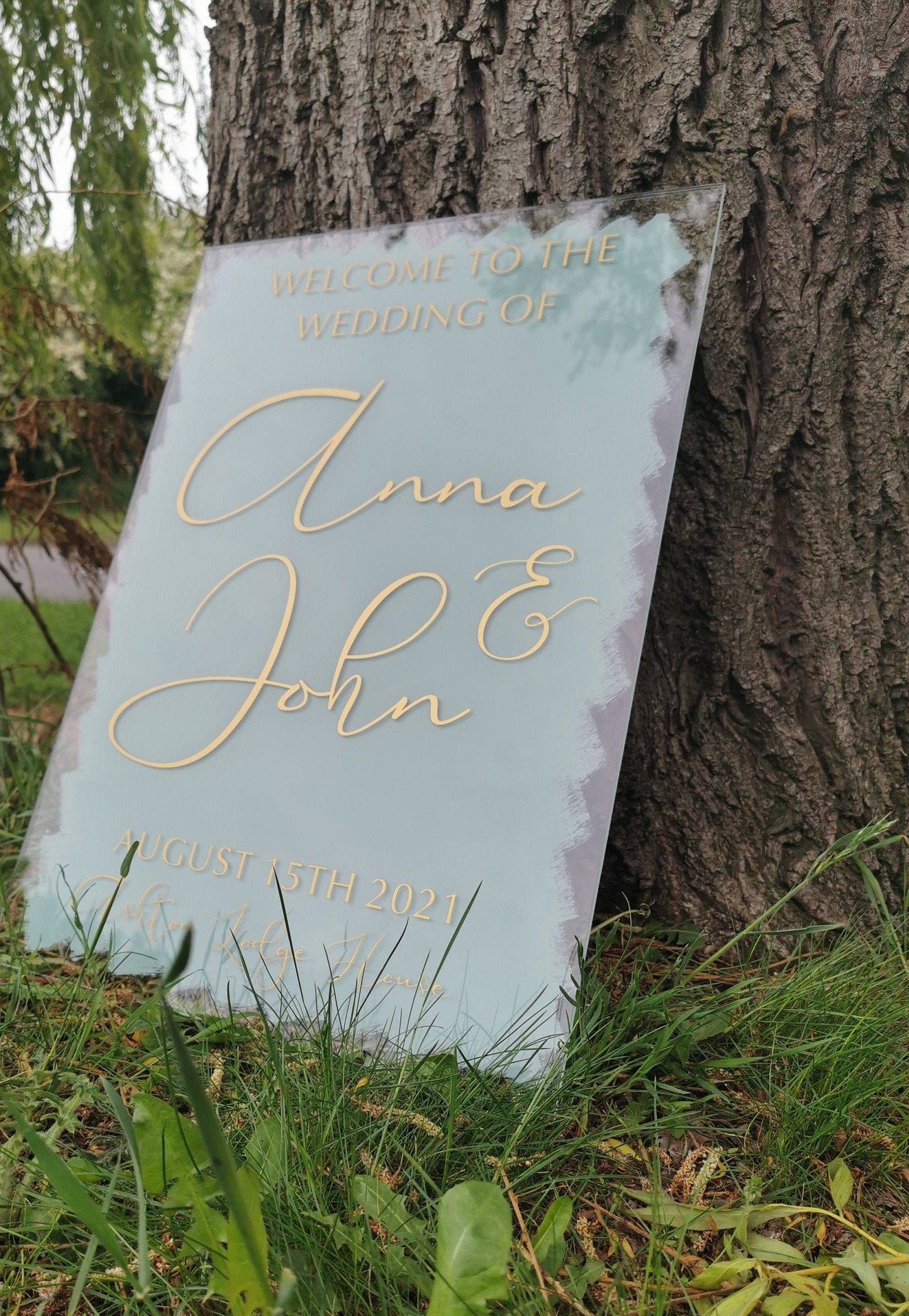 Personalised Acrylic Welcome Clear Sign | Brush Painted