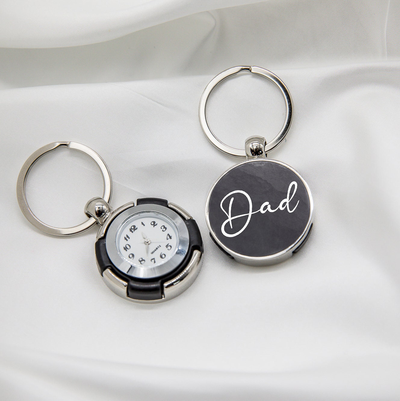 Personalised Clock Key Ring | Fathers Day | Birthday | Special Occasion | Dads Gift | Fathers Personalised Gift | Keepsake | Pocket Watch