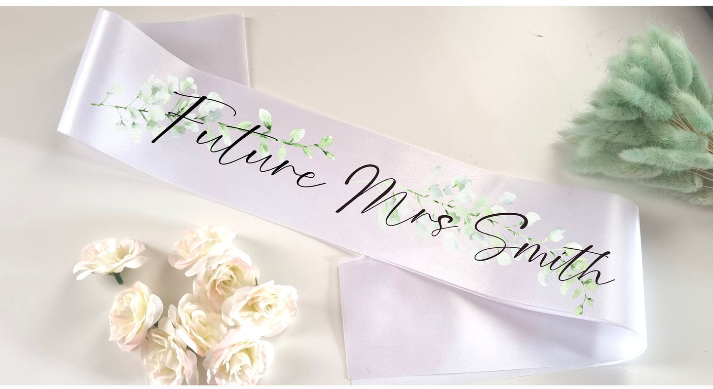 Personalised White Bride Sash | Bride to Be Sash