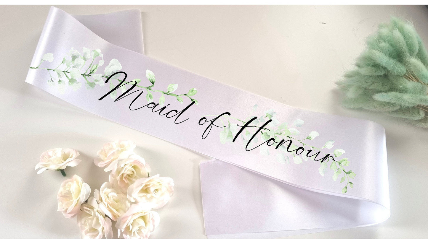 Personalised White Bride Sash | Bride to Be Sash