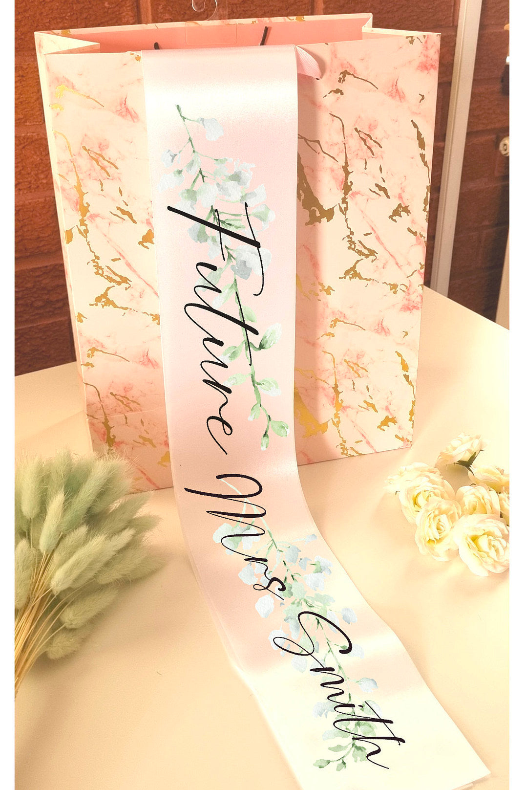 Personalised White Bride Sash | Bride to Be Sash