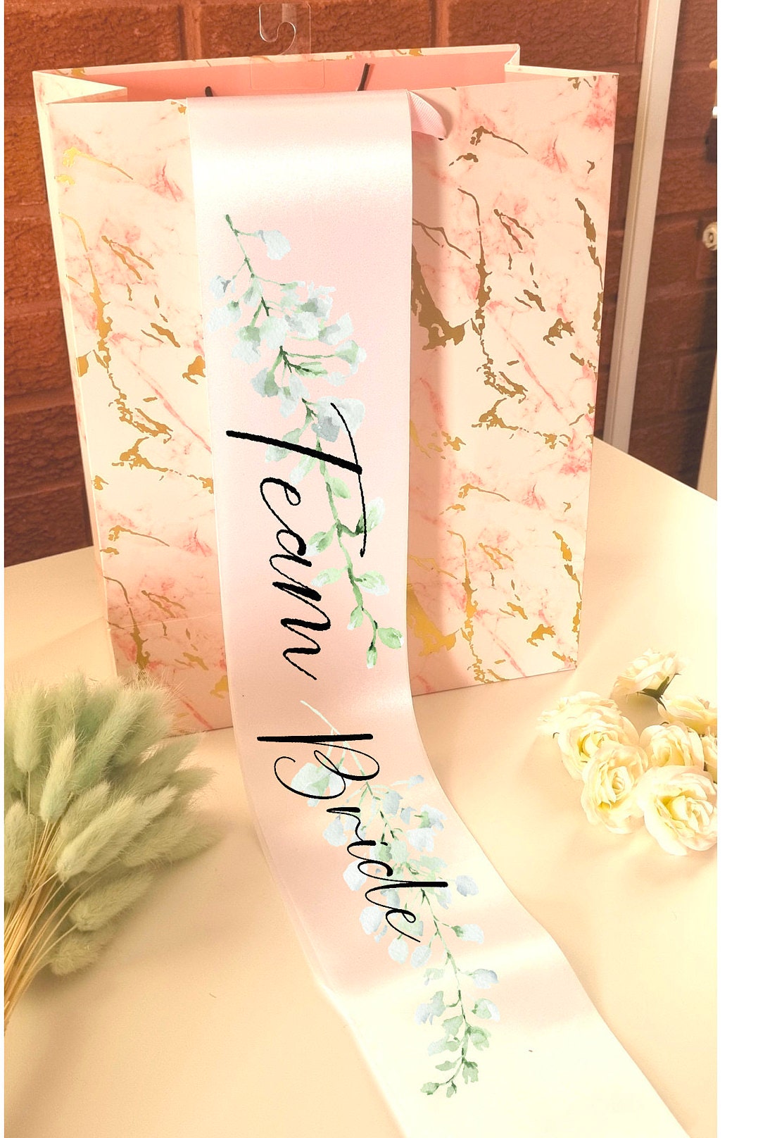 Personalised White Bride Sash | Bride to Be Sash