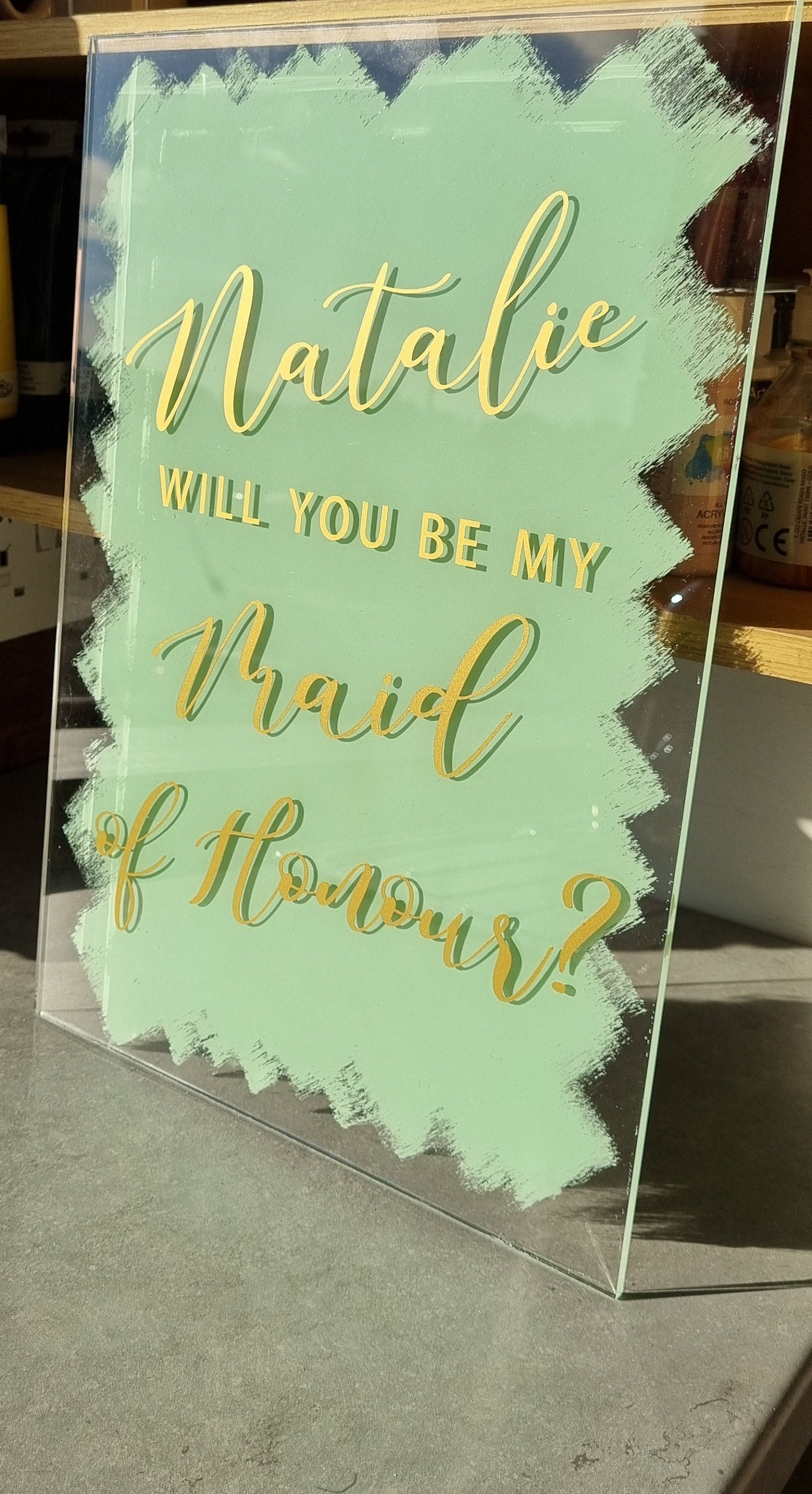 Personalised Painted Clear Acrylic Memorable Proposal Sign