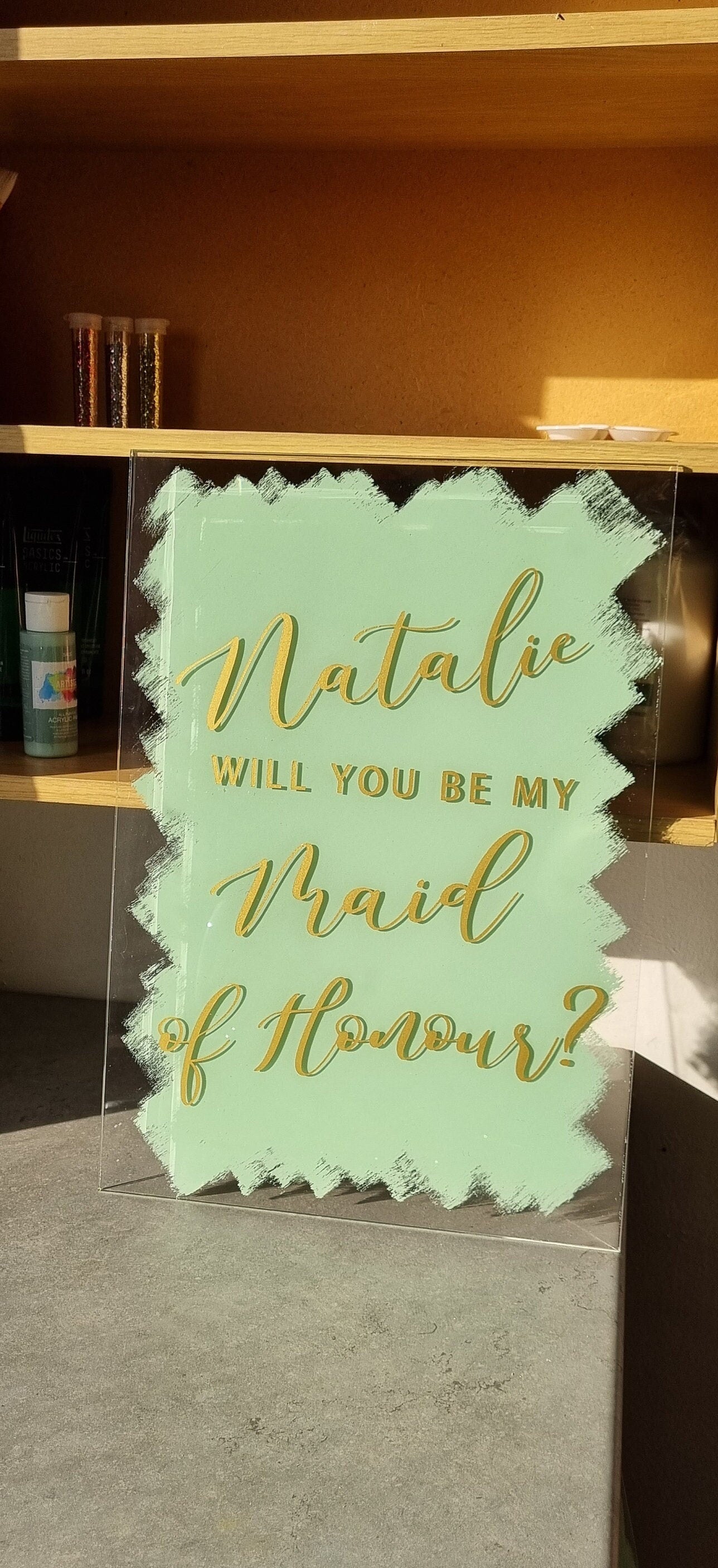 Personalised Painted Clear Acrylic Memorable Proposal Sign