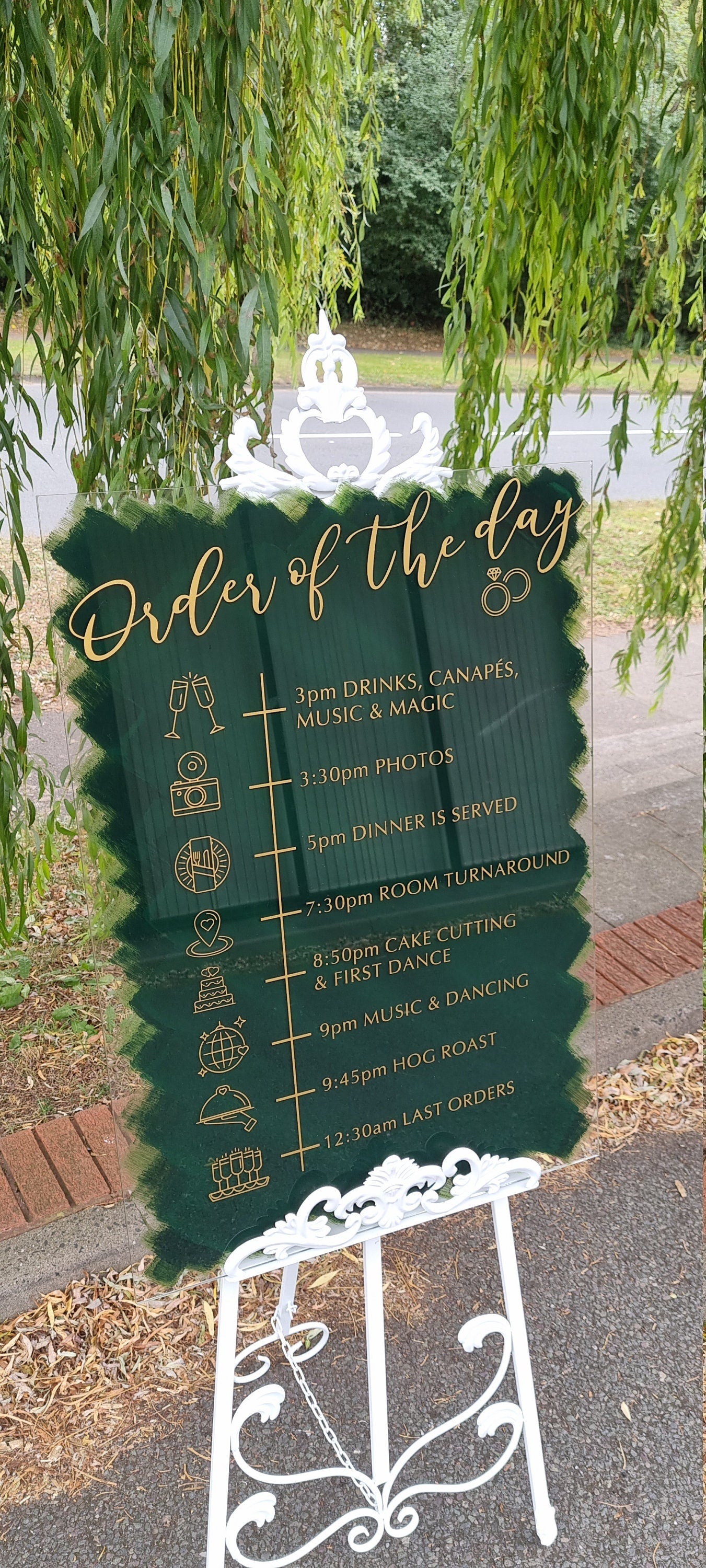 Personalised Order of the Day Clear Acrylic Sign | A1 size | Painted Back