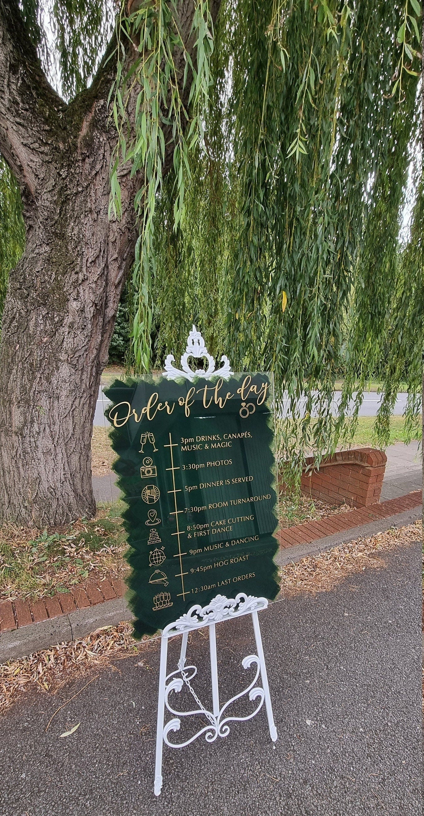 Personalised Order of the Day Clear Acrylic Sign | A1 size | Painted Back