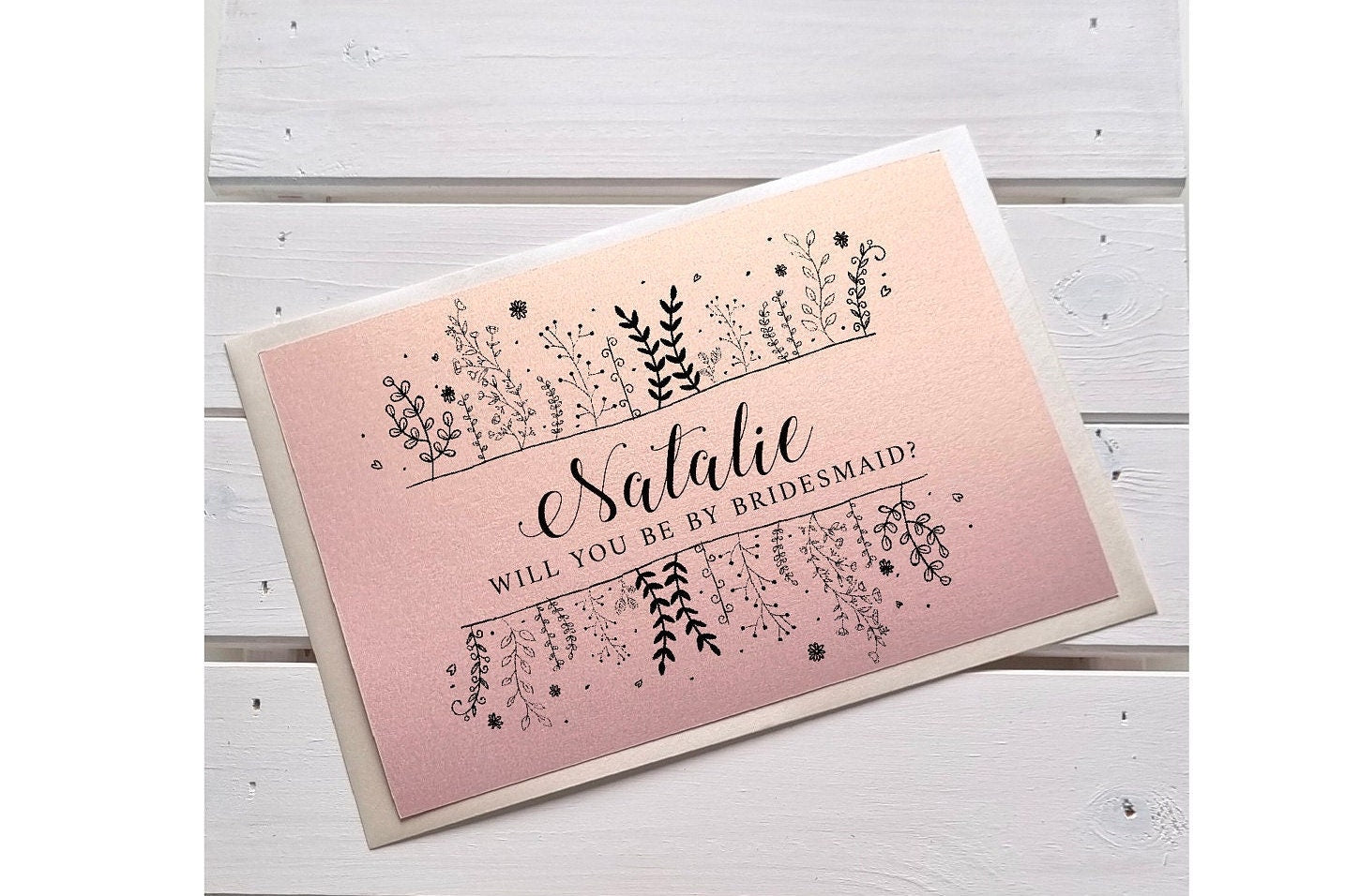 Personalised A5 Pink Rose Gold Luxury Will you be my Bridesmaid card