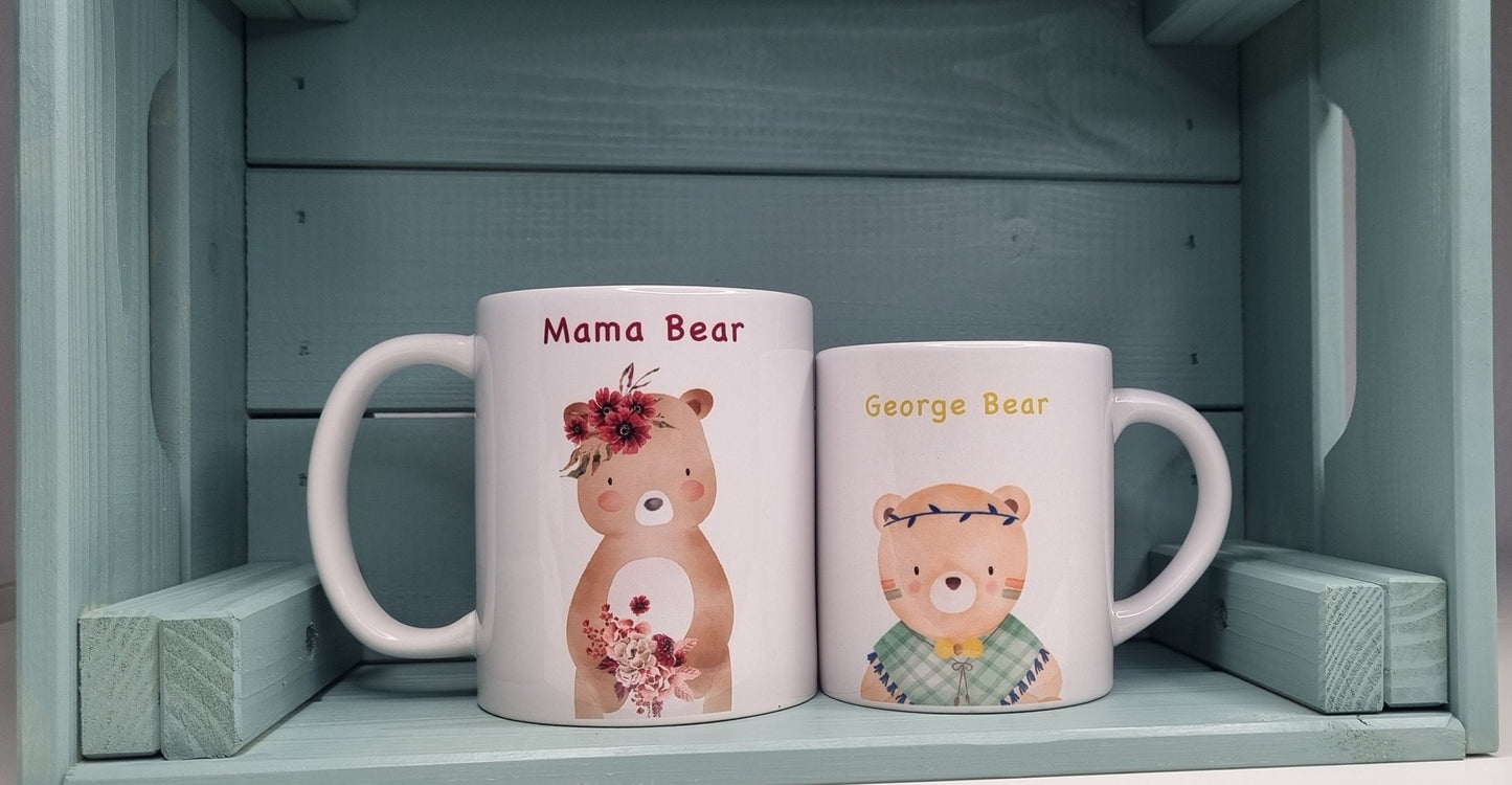 Personalised Family Bear set | 7oz Mini Mug | Papa Bear | Mama bear | Christmas Gift | Personalised message| Grandparents | Birthday gift|