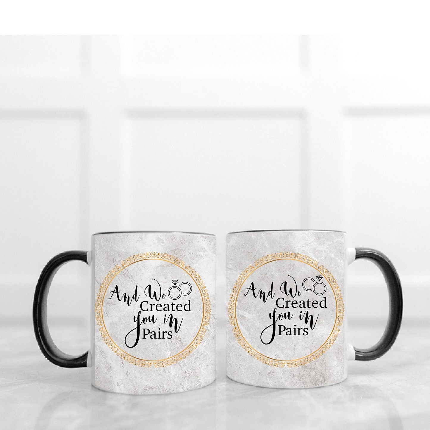Personalised Zawj & Zawjah Islamic Couple Mugs - Grey and Gold
