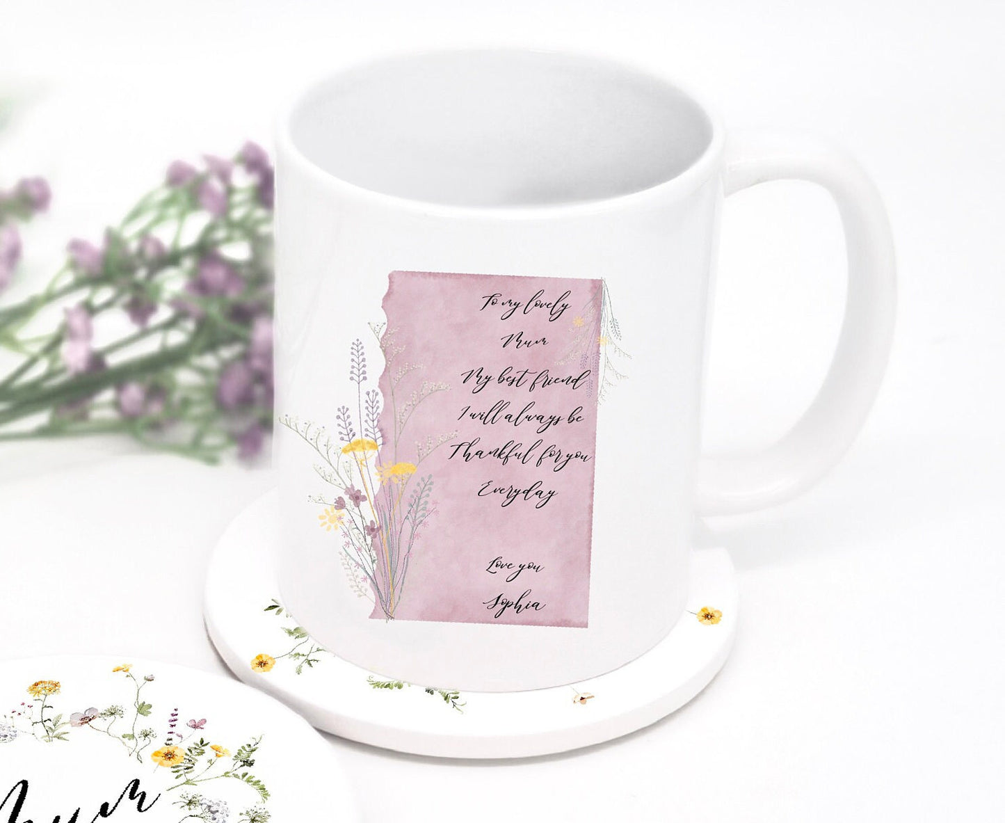 Personalised Mum Mug & Ceramic Coaster