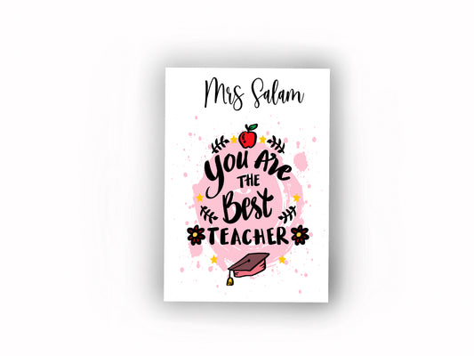 A5 Personalised card for Teachers | You are the best teacher thank you card