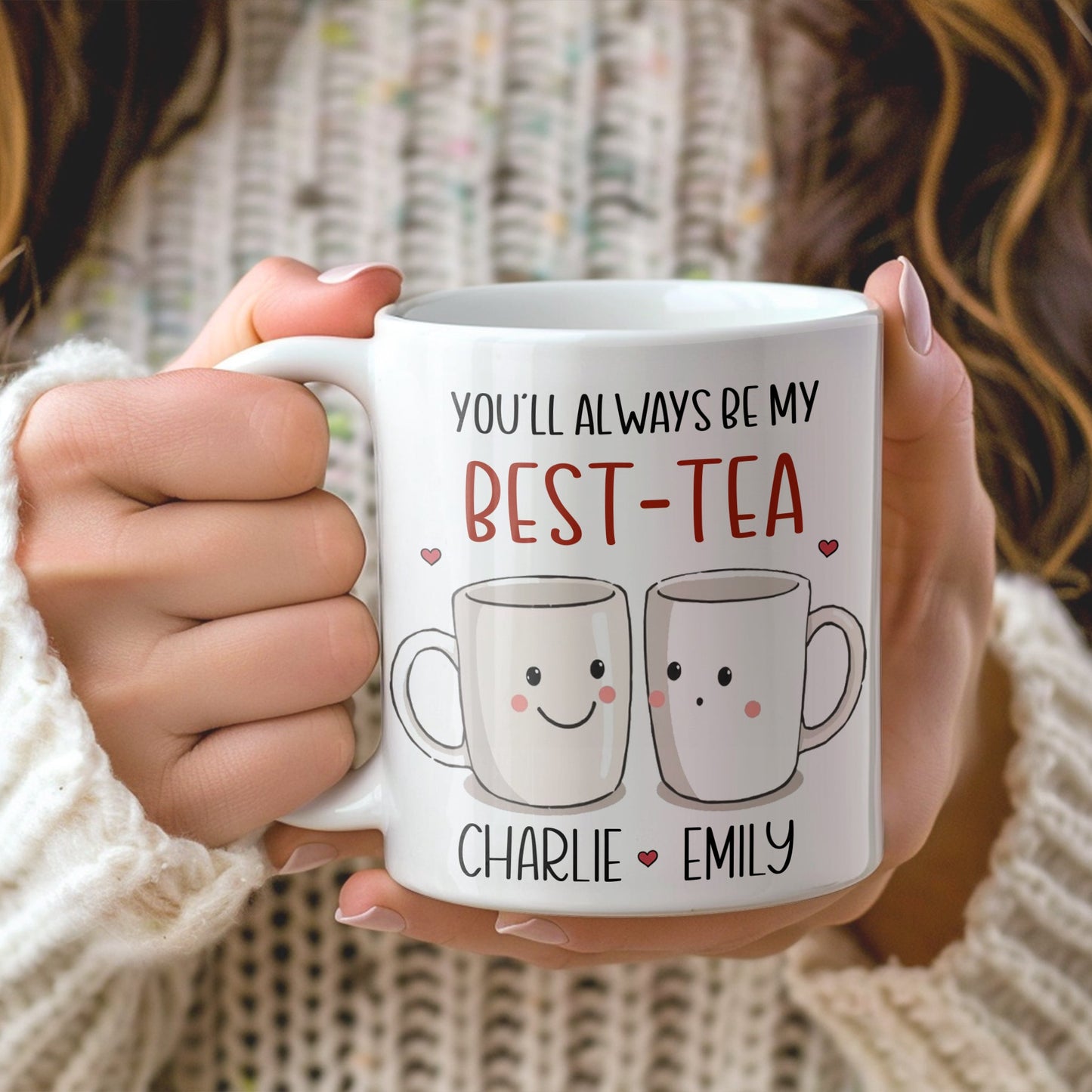 Personalised Best-Tea Mug • Custom Best-Tea • Cute Tea Mug Gift with Names • Friendship Coffee Cup • Hubby & Wifey Mug
