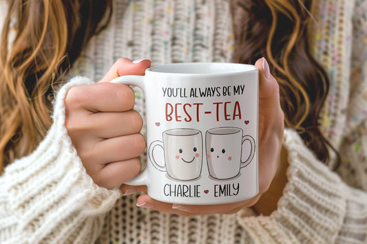 Personalised Best-Tea Mug • Custom Best-Tea • Cute Tea Mug Gift with Names • Friendship Coffee Cup • Hubby & Wifey Mug