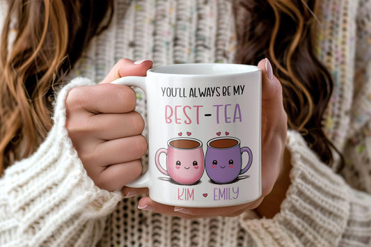 Personalised Best-Tea Mug • Custom Best Friends Mug • Cute Tea Mug Gift with Names • Best Friend Birthday Gift • Friendship Coffee Cup