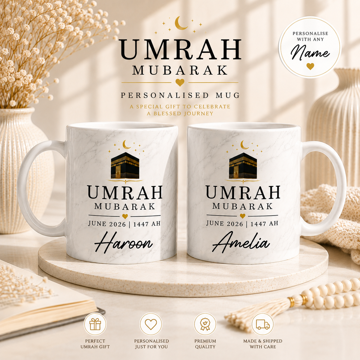 Personalised Umrah Mug | Umrah Mubarak Gift | Muslim Umrah Gift | Custom Name Mug | Umrah Journey Gift | Islamic Gift | Hajj Gift (Copy)