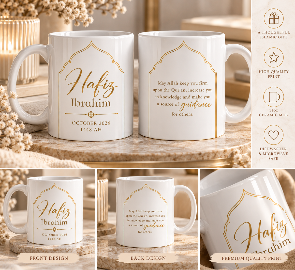 Personalised Hafiz Mug | Hafiz Gift | Islamic Graduation Gift | Quran Memorisation Gift | Personalised Muslim Gift | Hafiz Ibrahim Mug