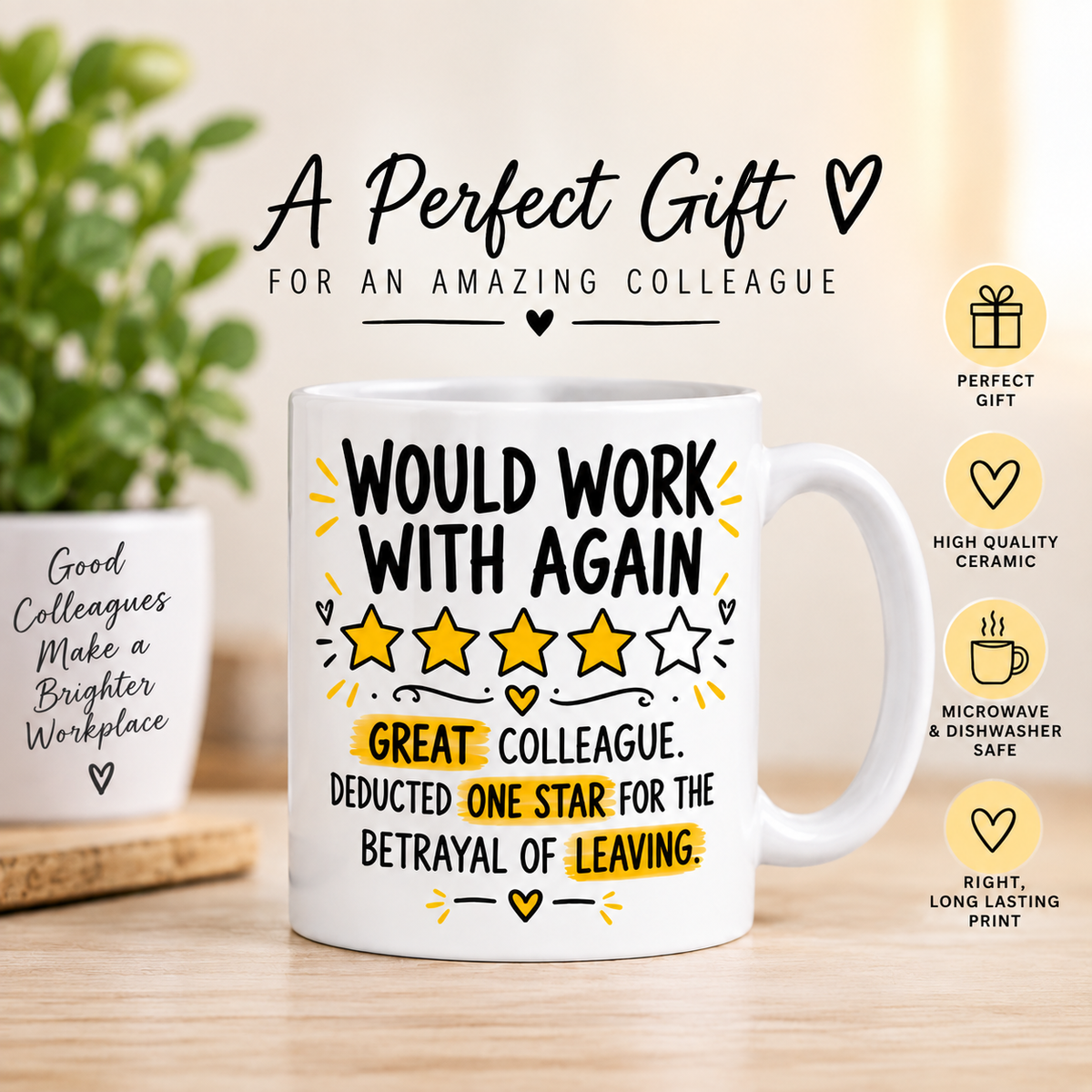 Funny Leaving Colleague Mug, Would Work With Again Mug, Goodbye Work Gift, Farewell Coworker Gift, Funny Office Mug