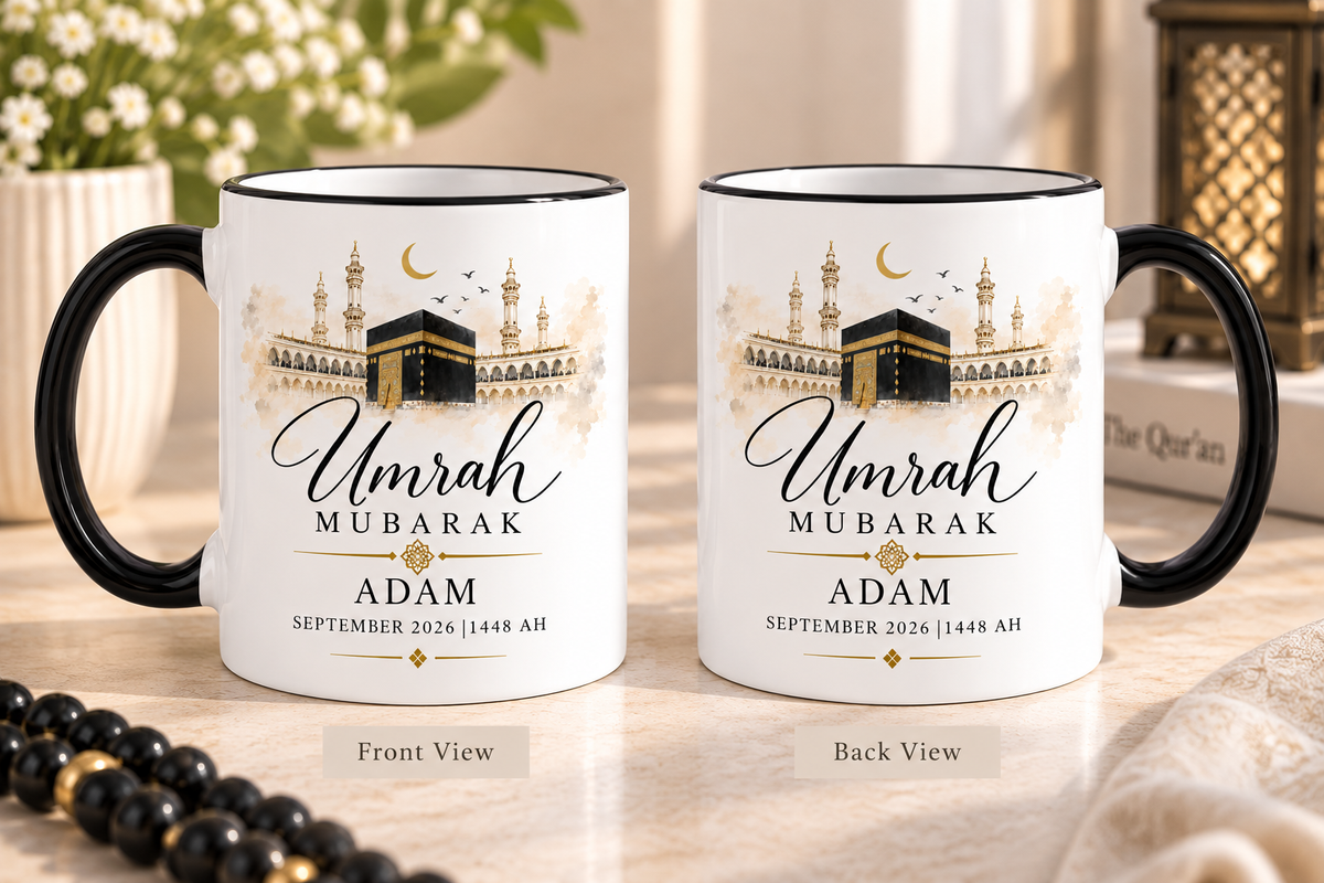 Personalised Umrah Mug | Umrah Mubarak Gift | Muslim Umrah Gift | Custom Name Mug | Umrah Journey Gift | Islamic Gift | Hajj Gift
