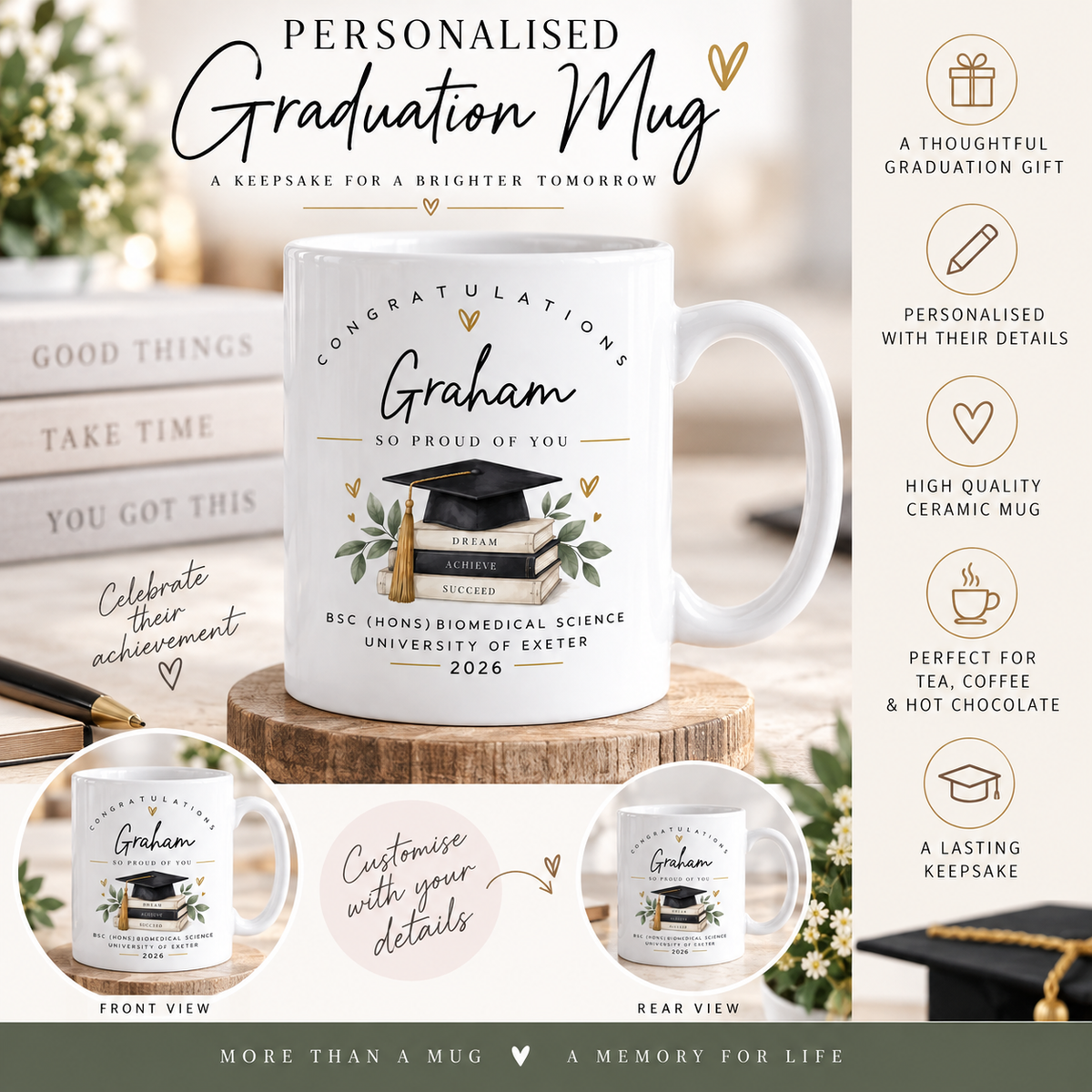 Personalised Graduation Mug | Custom Graduate Gift | Congratulations  Mug | Class of 2026 | Graduation Present