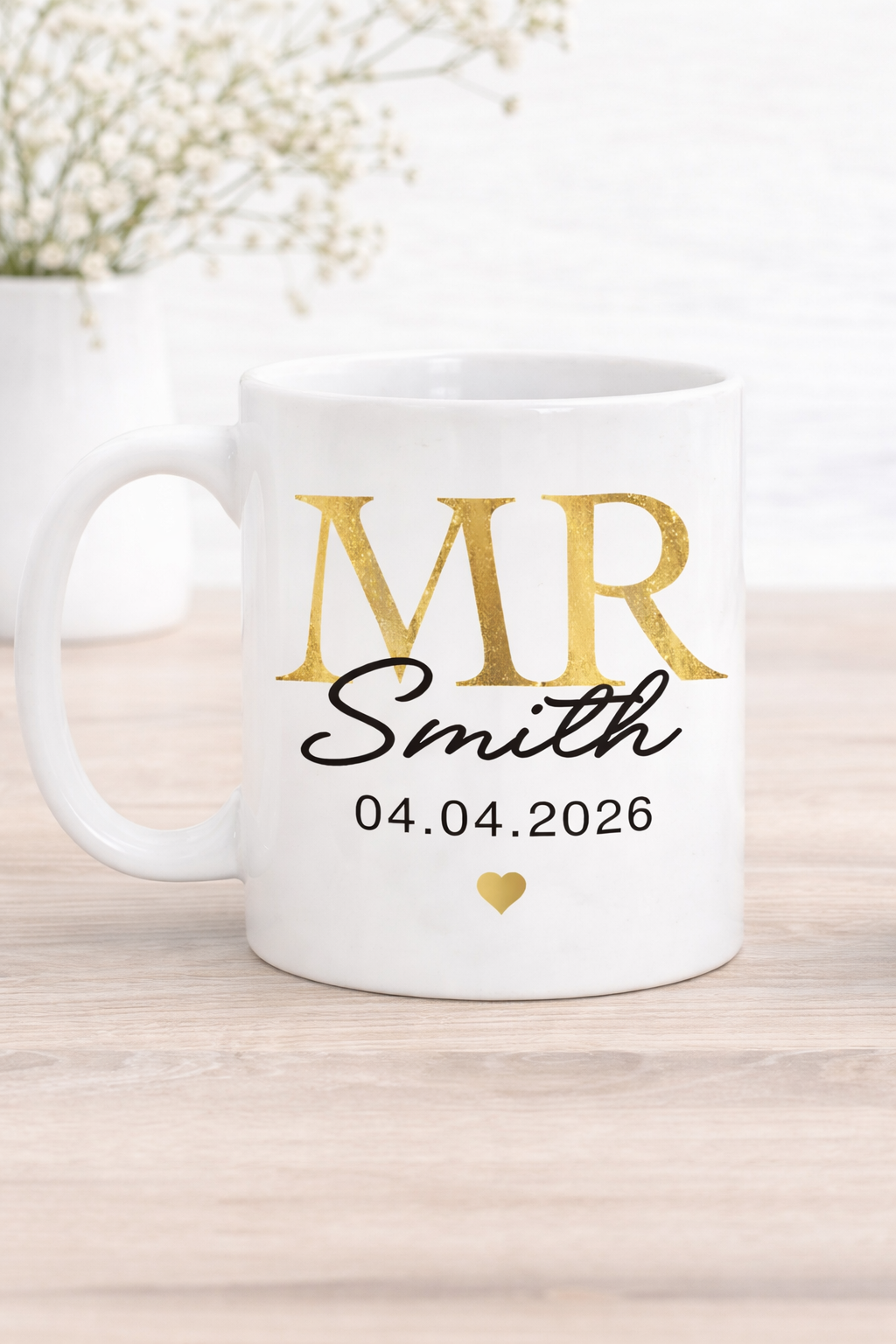 Personalised Mr & Mrs Mug Set | Wedding Gift Mug | Custom Name Date Mug | Bride Groom Gift | Anniversary Gift | Couples Coffee Mug | Couples Gift set