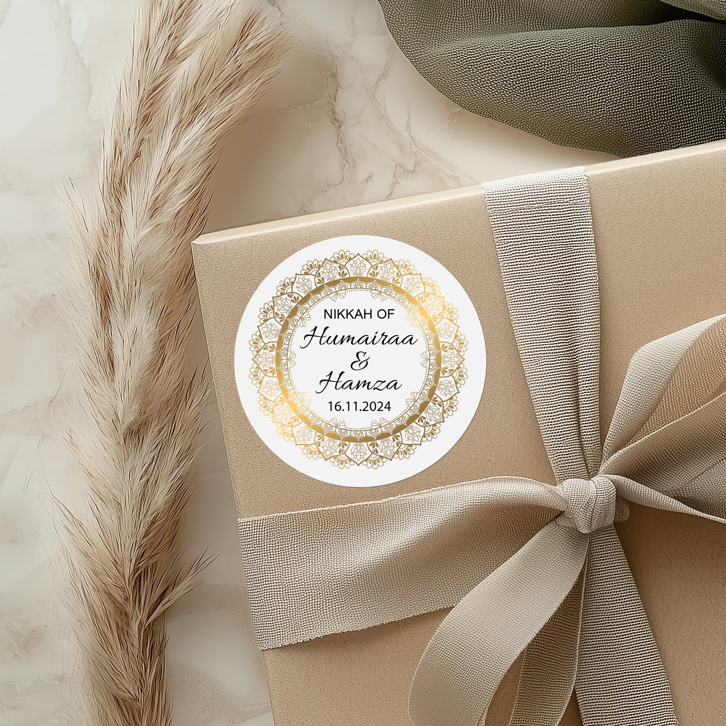 Personalised Stickers Wedding | Nikkah Stickers | Printed Stickers | Favour box stickers| Cone Stickers | 4cm Sticker Matt