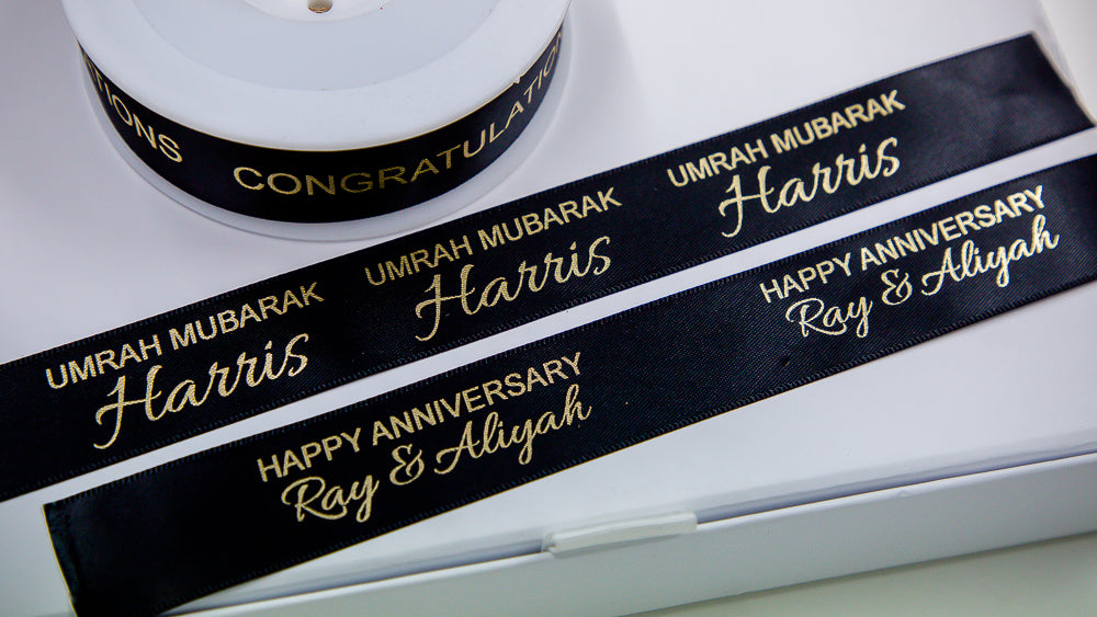 Custom Personalised Satin Ribbons in 10mm, 15mm, 25mm and 38mm Width – Perfect for Gifts, Crafting, and Special Occasions