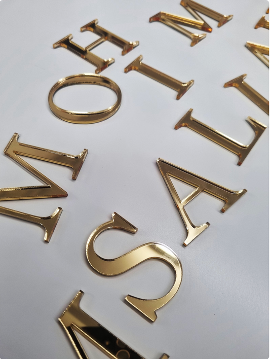 Gold Acrylic letters | 3mm Thickness | Alphabhet letters Acrylic Only | Capital Letter Acrylic | 5CM Height Each Letter