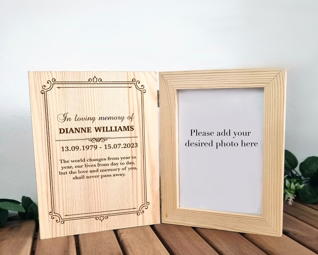 Personalised Wooden Book Photo Frame | In Loving Memory