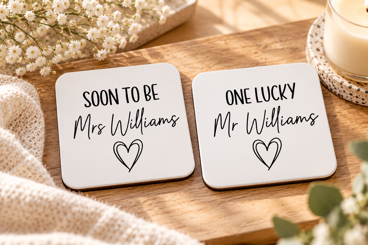 Personalised Engagement Mug Set | Soon To Be Mrs & One Lucky Mr | Matching Couple Mugs | Engagement Gift for Couples | EST Date Mugs (Copy)