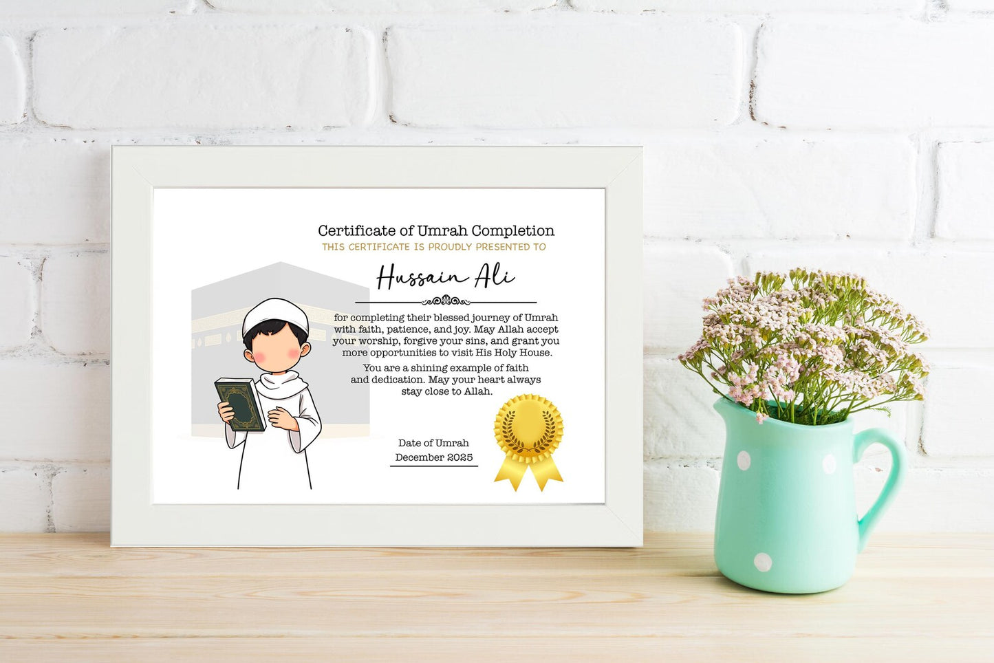 Umrah Completion Certificate for Boy