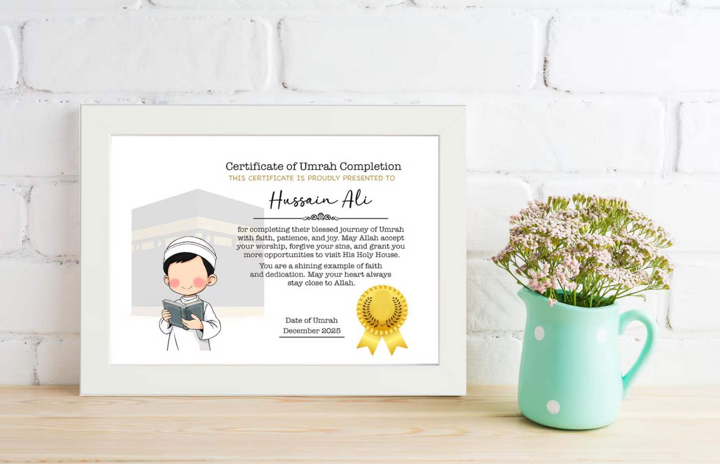 Umrah Completion Certificate for Boy