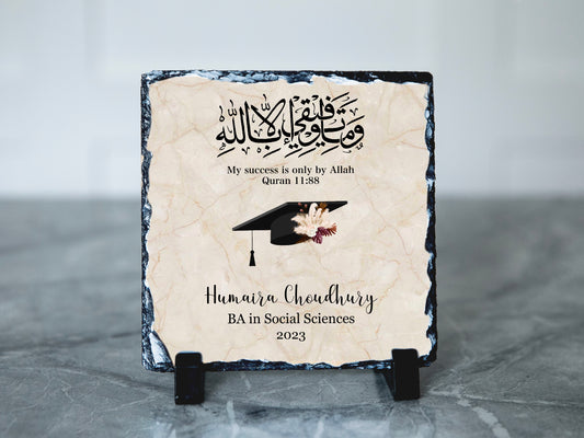 Personalised Rock Slate Frame Muslim Graduation Gift | For Her | For Him