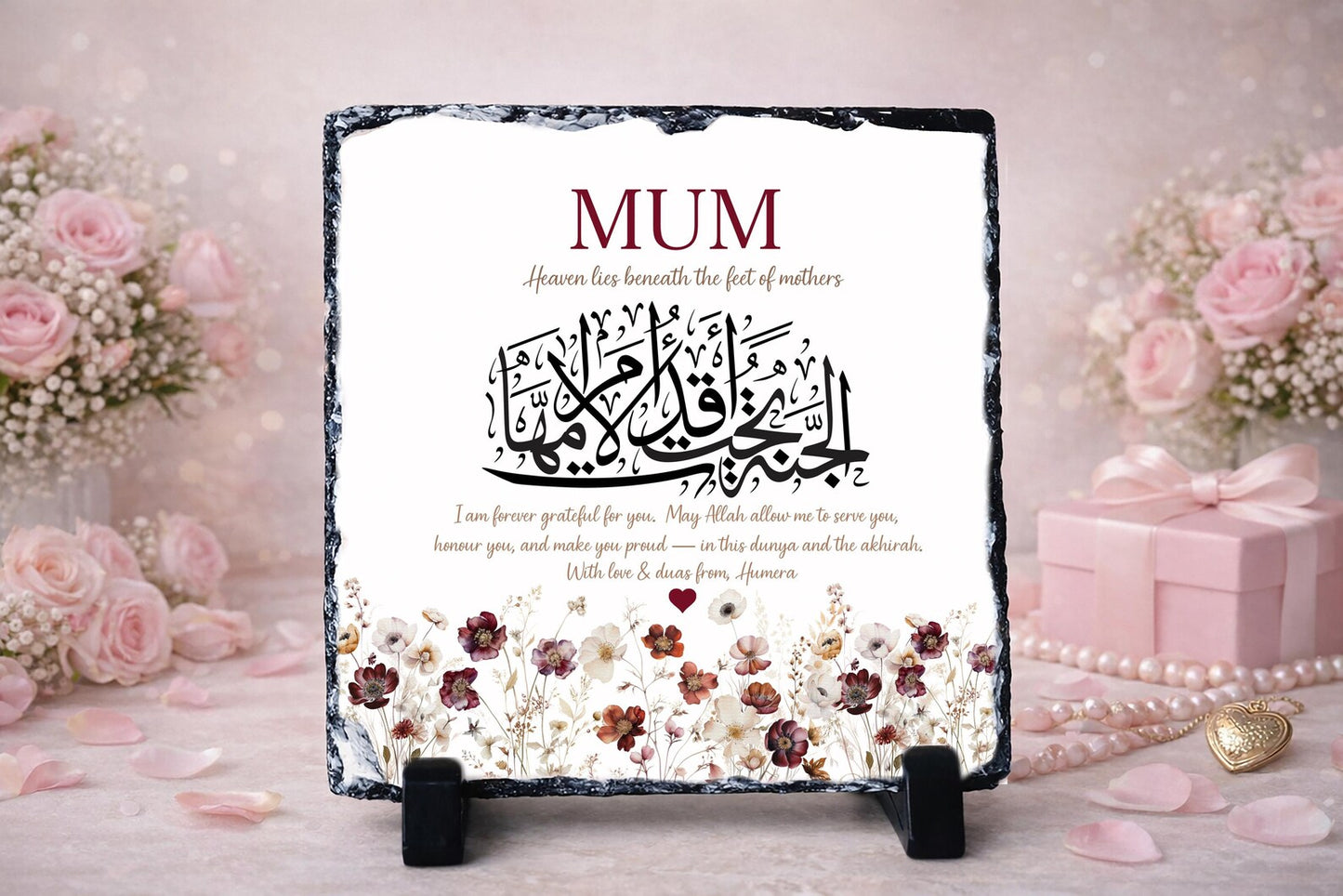 Personalised Rock Slate Plaque | Arabic Calligraphy Mum Gift